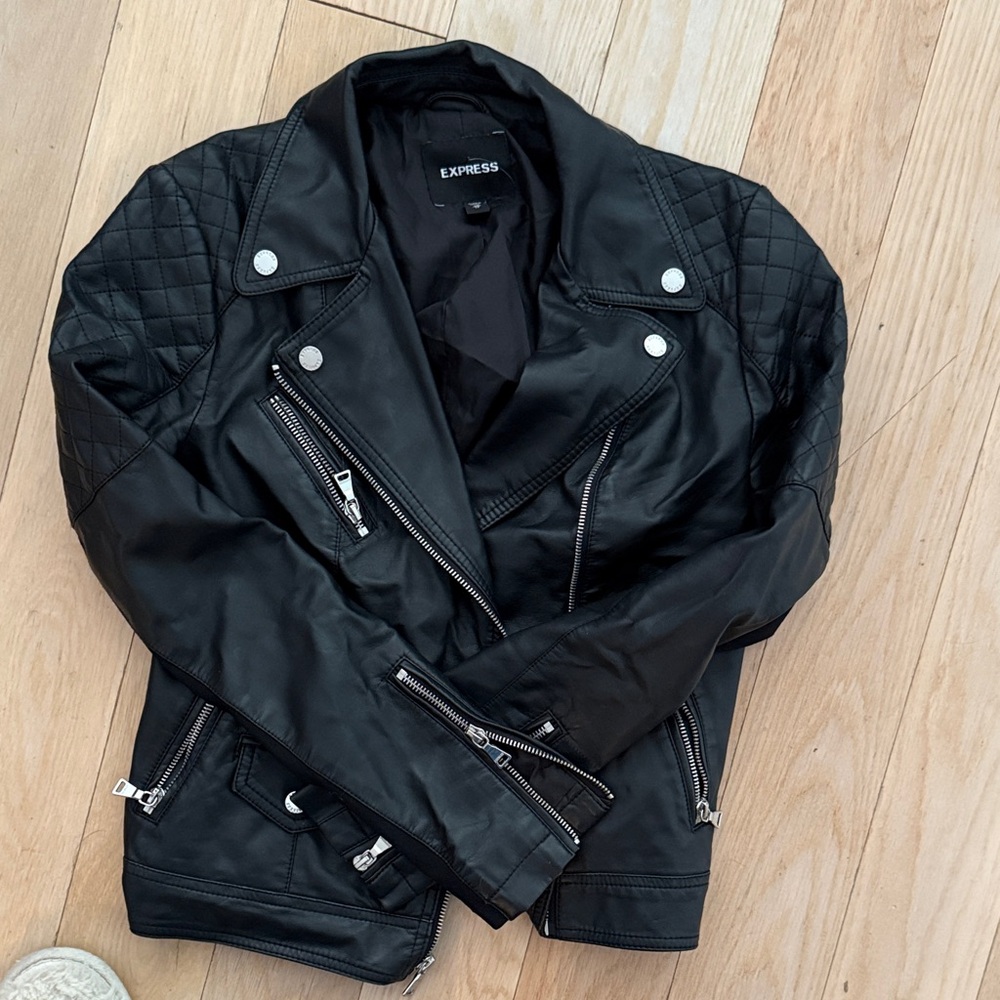 Express Black Leather Biker Jacket